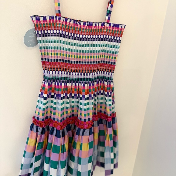 Hill House Seraphina Mini Nap Dress Multicolor gingham Dress NEW Womens medium - Picture 2 of 9